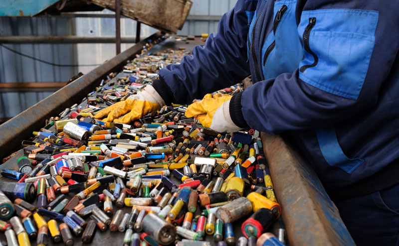 Battery sorting and recycling facility
