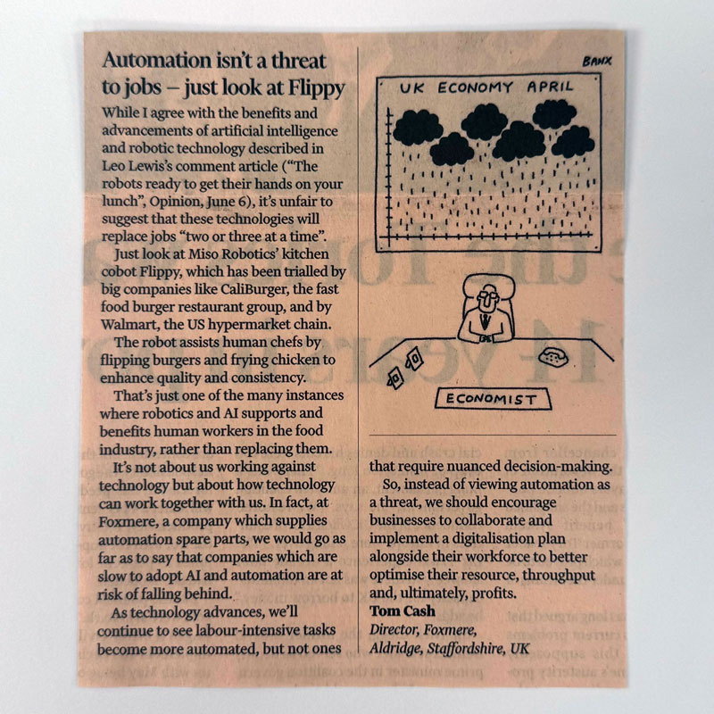 Foxmere's opinion on AI and Industry 5.0 in the Financial Times