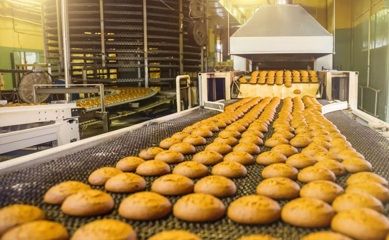 Mass-produced bread baking