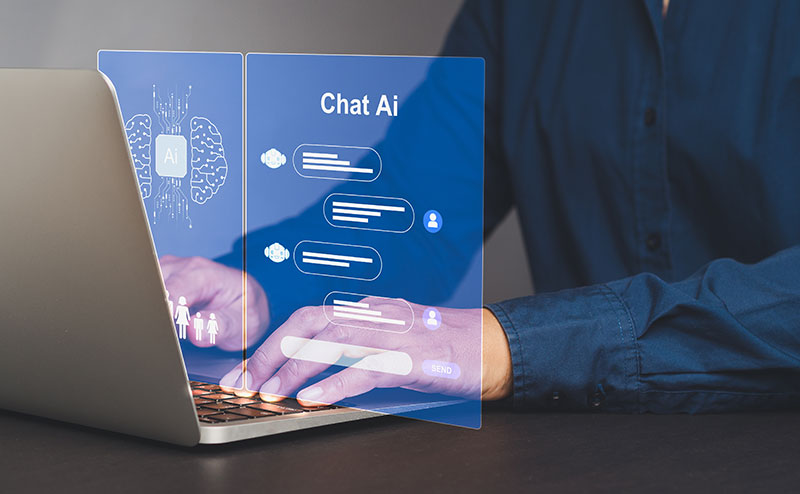 Person using AI chat to conduct research