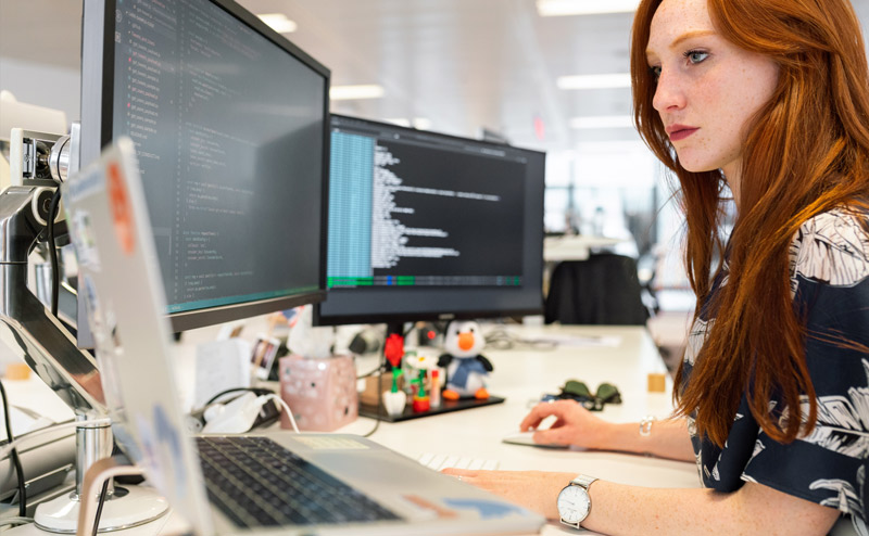Girl programming open source
