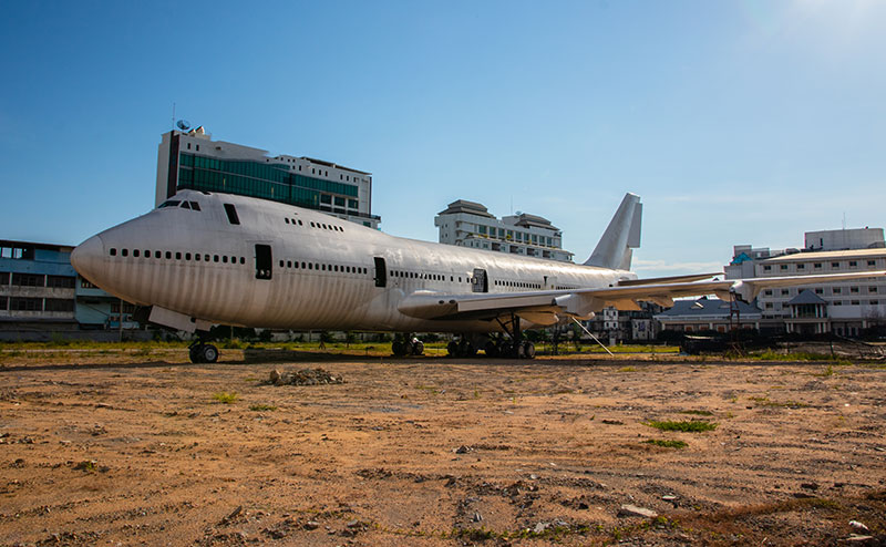 Retired aircraft in airplane graveyard