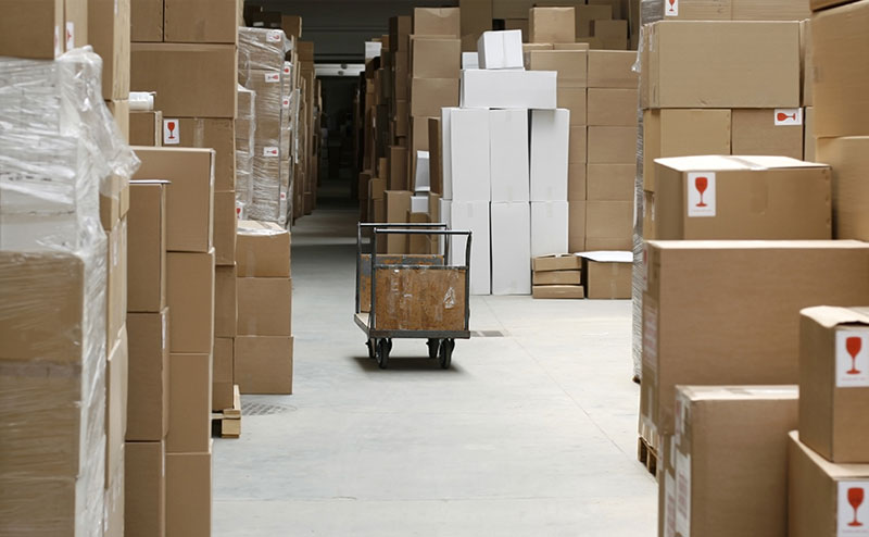 Empty warehouse trolly