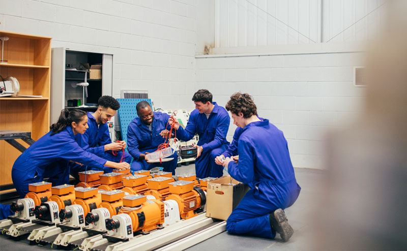 Young engineers learning new skills